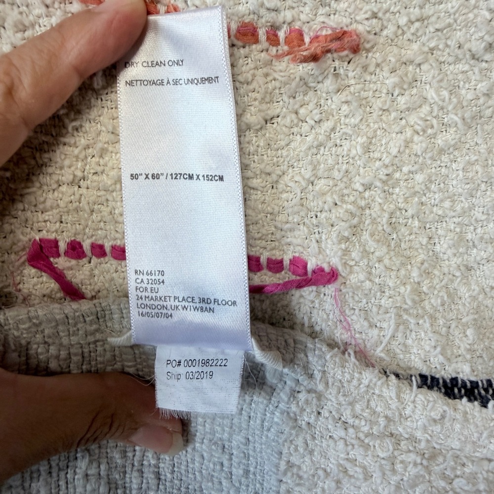 Anthropologie Textured Striped Throw Blanket Multi Color Boho Fringe 50x60 - Picture 5 of 5